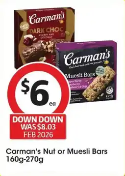 Coles Carmans Nut or Muesli Bars offer