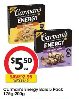 Coles Carmans Energy Bars offer
