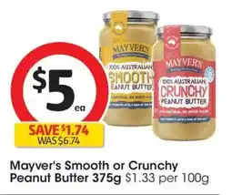 Coles Mayvers Smooth or Crunchy Peanut Butter offer