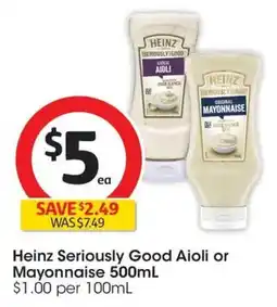 Coles Heinz Seriously Good Aioli or Mayonnaise offer