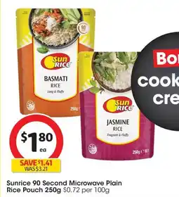 Coles Sunrice 90 Second Microwave Plain Rice Pouch offer