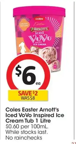Coles Coles Easter Arnott's Iced Vovo Inspired Ice Cream Tub offer