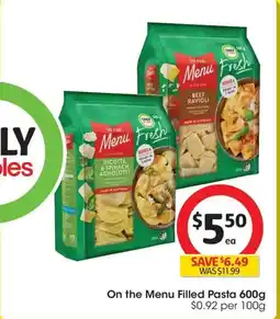 Coles On the Menu Filled Pasta offer
