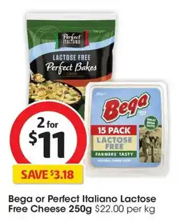 Coles Bega or Perfect Italiano Lactose Free Cheese offer