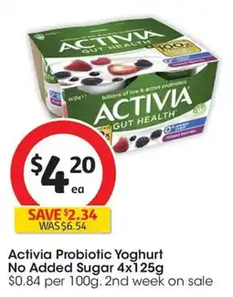 Coles Activia Probiotic Yoghurt No Added Sugar offer