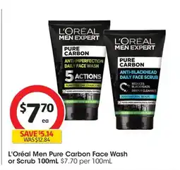 Coles L Oréal Men Pure Carbon Face Wash or Scrub offer