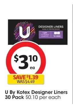 Coles U By Kotex Designer Liners offer