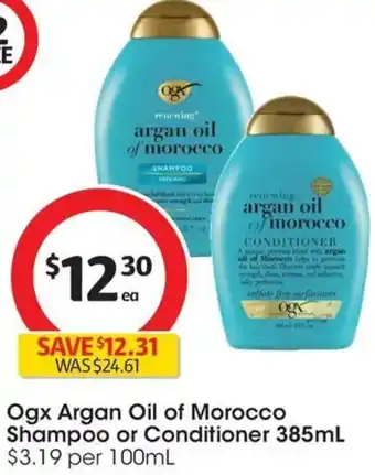 Coles Ogx argan oil of morocco shampoo or conditioner offer