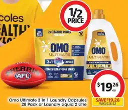 Coles Omo Ultimate 3 In 1 Laundry Capsules or Laundry Liquid offer