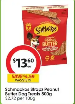Coles Schmackos Strapz Peanut Butter Dog Treats offer