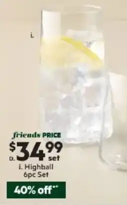 Harris Scarfe Highball 6 Piece Set offer