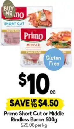 Drakes Primo Short Cut or Middle Rindless Bacon offer