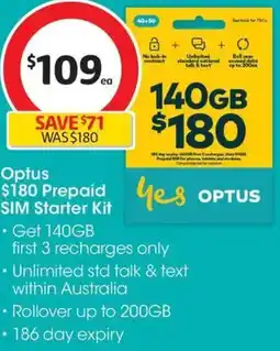 Coles Optus prepaid sim starter kit offer