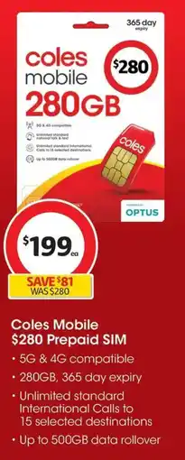 Coles Coles mobile prepaid sim offer