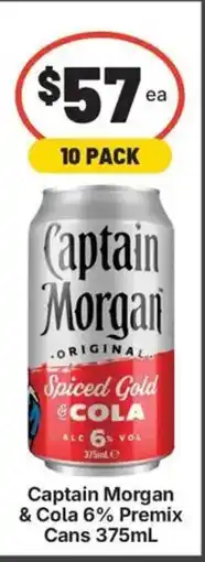 IGA Liquor Captain Morgan Cola 6% Premix Cans offer