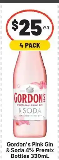 IGA Liquor Gordon's Pink Gin Soda 4% Premix Bottles offer