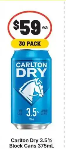 IGA Liquor Carlton Dry 3.5% Block Cans offer