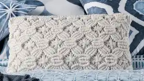 NEW Ombre Home Weathered Coastal Macrame Cushion 30 x 50cm