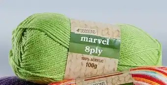 Spotlight 30% off 4 Seasons Marvel 8ply Yarns, 100g - Plains offer