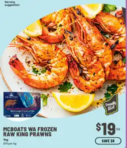 IGA Mcboats WA Frozen Raw King Prawns offer