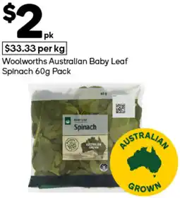 Woolworths Woolworths Australian Baby Leaf Spinach Pack offer