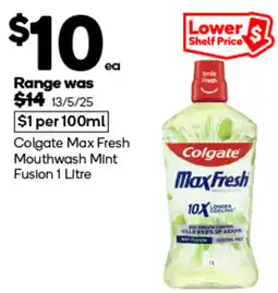 Woolworths Colgate Max Fresh Mouthwash Mint Fusion offer