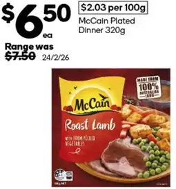 Woolworths McCain Plated Dinner offer