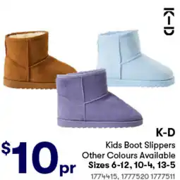 Woolworths K-D Kids Boot Slippers offer