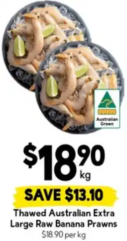 Drakes Thawed Australian Extra Large Raw Banana Prawns offer