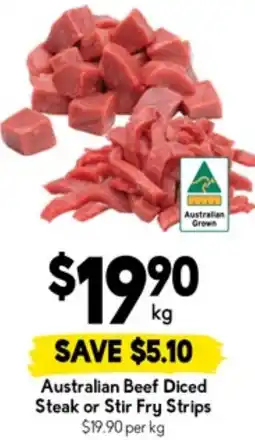 Drakes Australian Beef Diced Steak or Stir Fry Strips offer