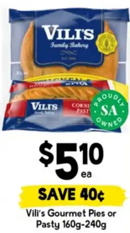 Drakes Vili's Gourmet Pies or Pasty offer
