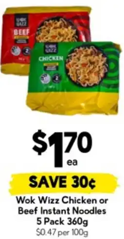 Drakes Wok Wizz Chicken or Beef Instant Noodles offer