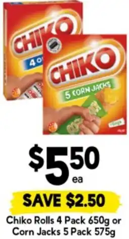 Drakes Chiko Rolls or Corn Jacks offer
