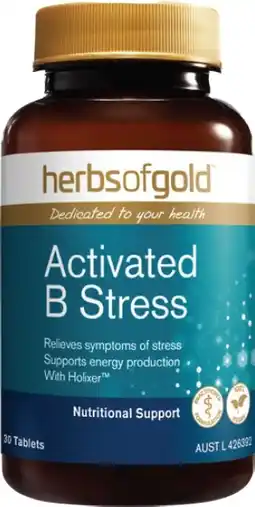 Soul Pattinson Chemist Herbs of Gold Activated B Stress 30 Tablets offer