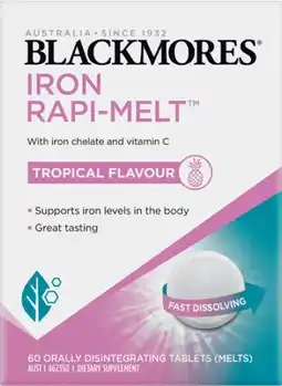 Soul Pattinson Chemist Blackmores Iron Rapi-Melt Tropical Flavour 60 Melts offer