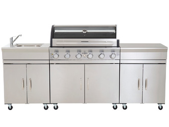 Stainless steel 6 burner outdoor kitchen