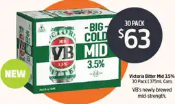 BWS Victoria Bitter Mid 3.5% Cans offer