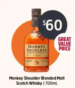 BWS Monkey shoulder blended malt scotch whisky offer