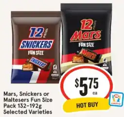 IGA Mars, Snickers or Maltesers Fun Size Pack offer