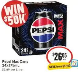 IGA Pepsi Max Cans offer
