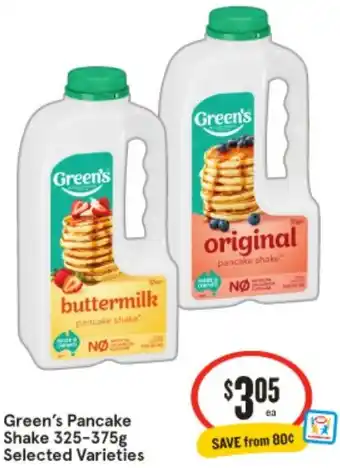 IGA Green's Pancake Shake offer