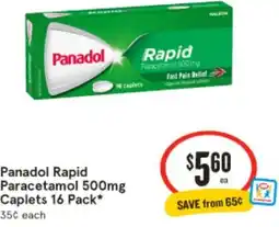 IGA Panadol Rapid Paracetamol Fast Pain Relief offer