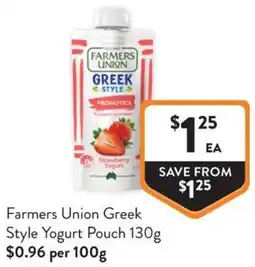 Foodworks Farmers Union Greek Style Yogurt Pouch offer