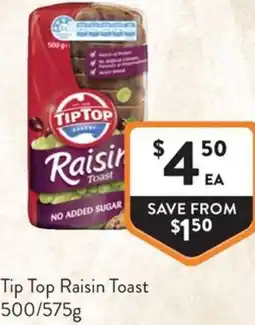 Foodworks Tip Top Raisin Toast offer