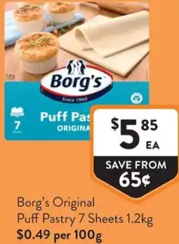 Foodworks Borg's Original Puff Pastry offer