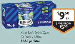 Foodworks Kirks Soft Drink Cans offer