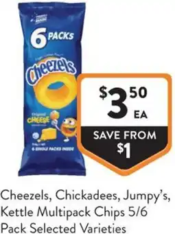 Foodworks Cheezels Chickadees Jumpys Kettle Multipack Chips offer