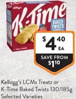 Foodworks Kelloggs lcms treatz or k time baked twists offer