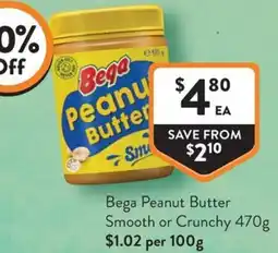 Foodworks Bega Peanut Butter Smooth or Crunchy offer