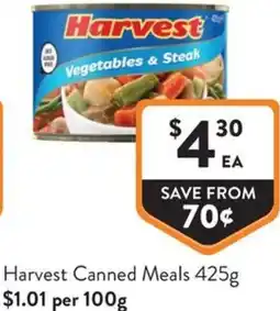 Foodworks Harvest Canned Meals offer